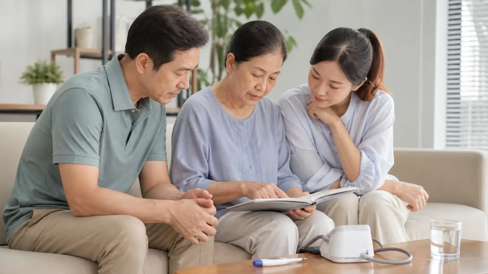 gia đình theo dõi dấu hiệu bệnh tại nhà
